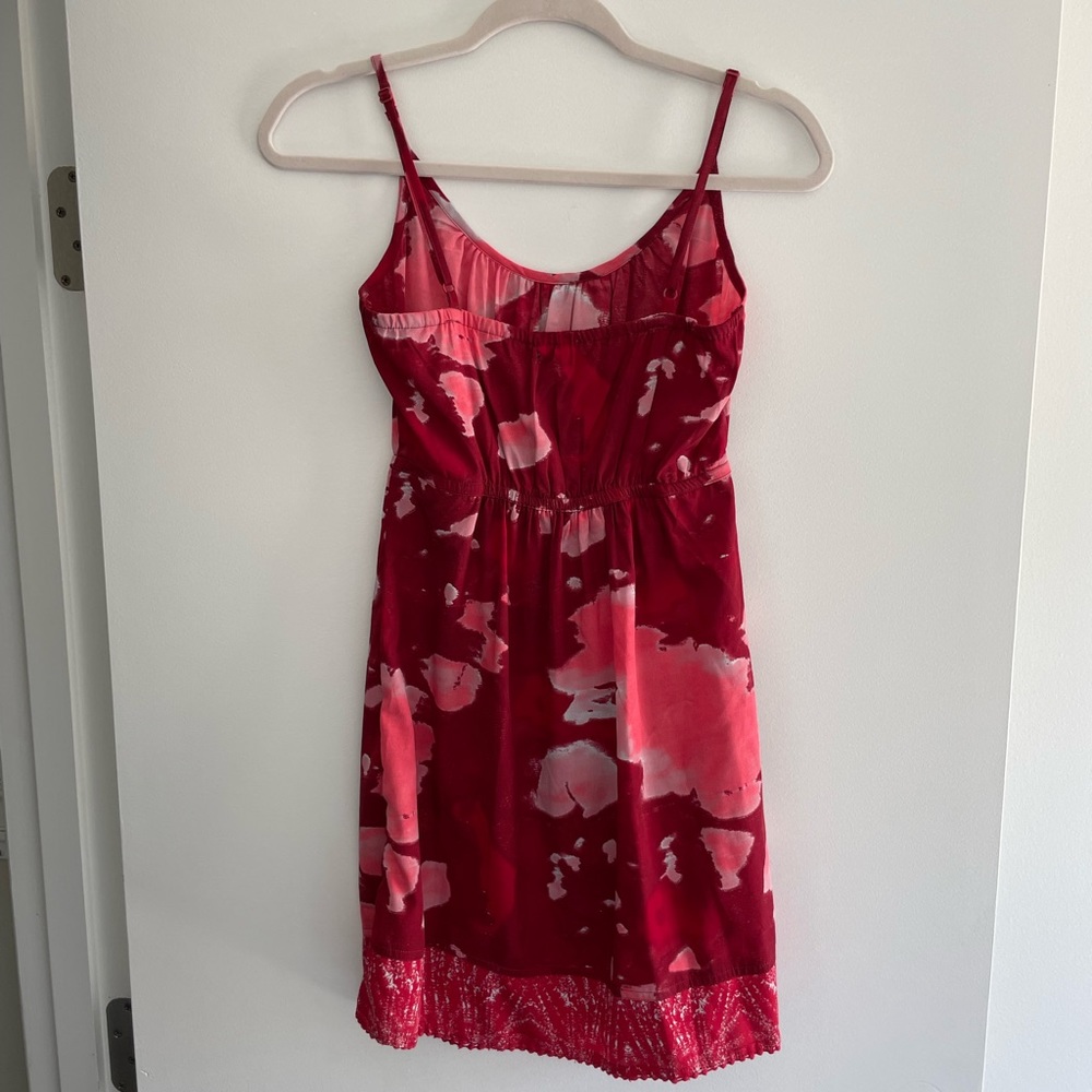 HURLEY Red and White Mixed Print Dress with Adjustable Strap Mini Dress S - Picture 2 of 7